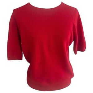 Hunt Club Red Cashmere Top Short Sleeve Holiday Christmas Size M Luxury Soft